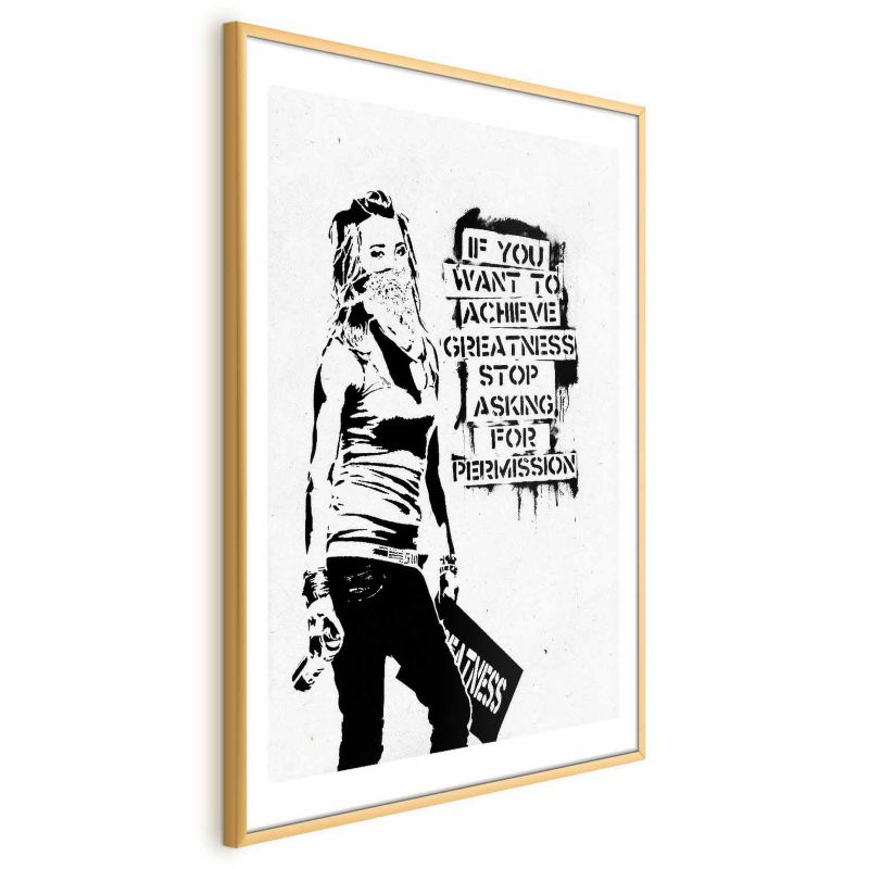 Plakat Artgeist Dziewczyna z graffiti 40x60 cm z ramą złotą 1 szt