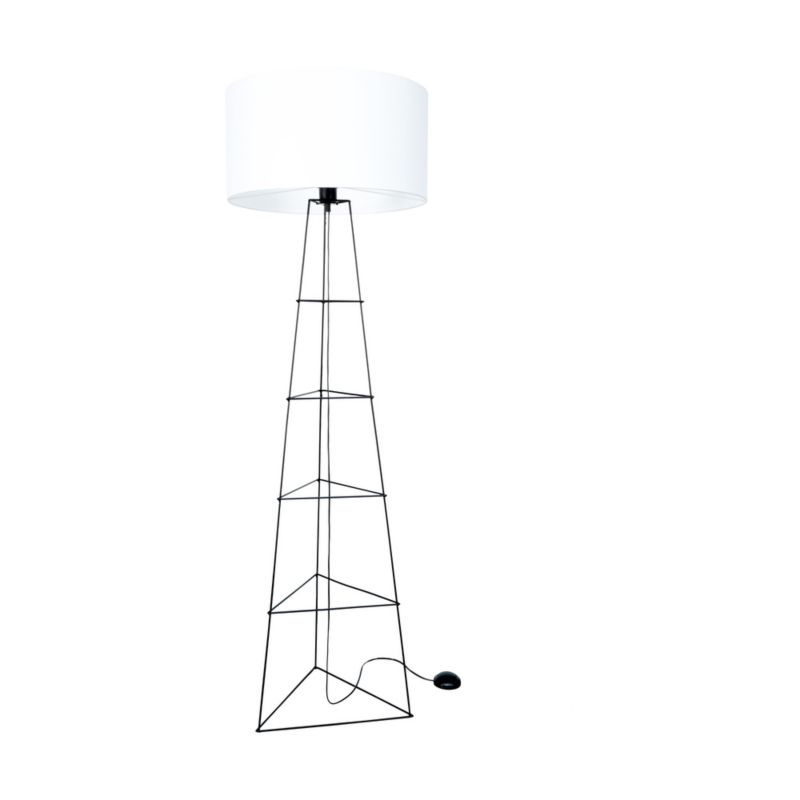 Lampa Podłogowa SPOT Light 1xE27 Max.60W Elegancka Czerń w Połączeniu z Białym Abażurem, Polski Producent, 1 szt.