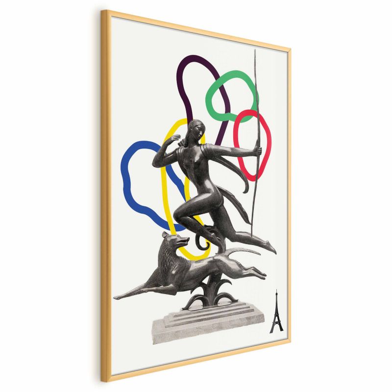 Plakat Artgeist Strzelająca kobieta 40x60 cm z ramą złotą 1 szt