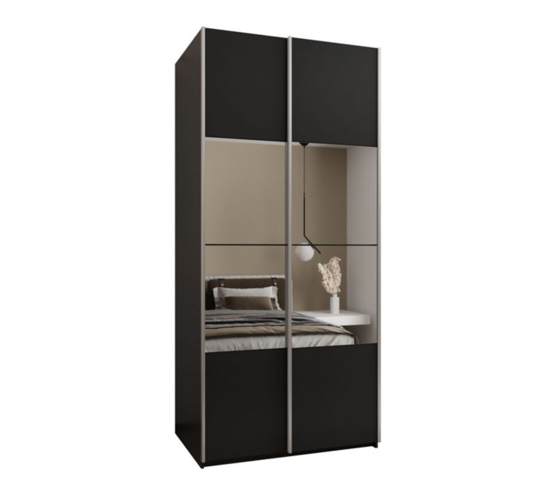 Szafa przesuwna Abiks LUX 4 wysoka szer.110cm czarny/czarny/srebrny 1szt.
