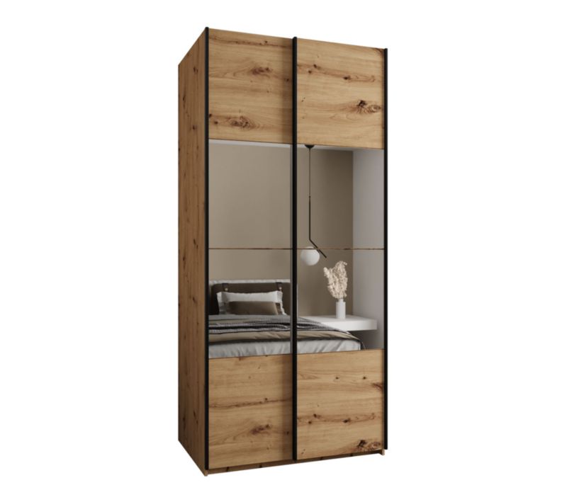 Szafa przesuwna Abiks LUX 4 wysoka szer.100cm artisan/artisan/czarny 1szt.