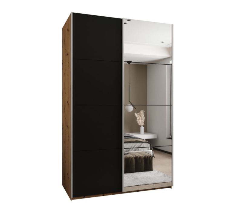 Szafa przesuwna Abiks LUX 3 wysoka szer.160cm artisan/czarny/srebrny 1szt.