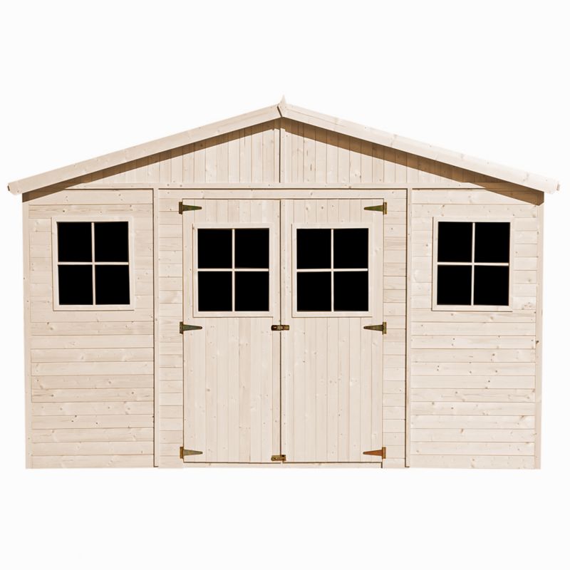 Drewniany domek ogrodowy i podłoga Timbela 12 m² M331M331G Konstrukcja panelowa, drewno naturalne, grubość deski 17 mm, 1 szt.