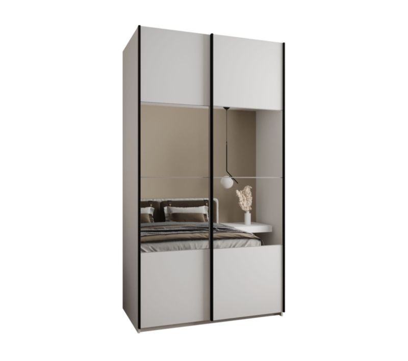 Szafa przesuwna Abiks LUX 4 wysoka szer.140cm biały/biały/czarny 1szt.
