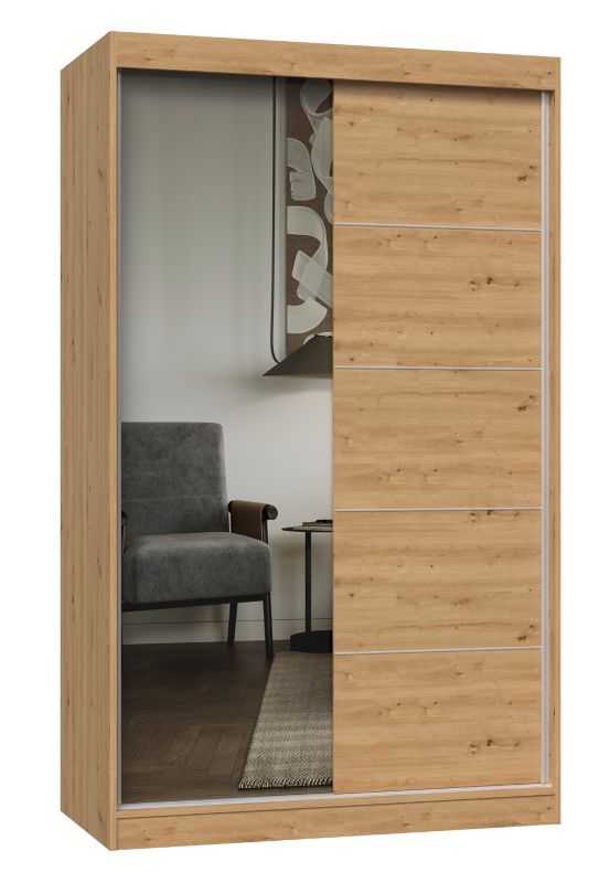 Szafa Przesuwna Topeshop IGA 120 LUSTRO SZPROSY DĄB ARTISAN 61x120x200 cm 1 szt.