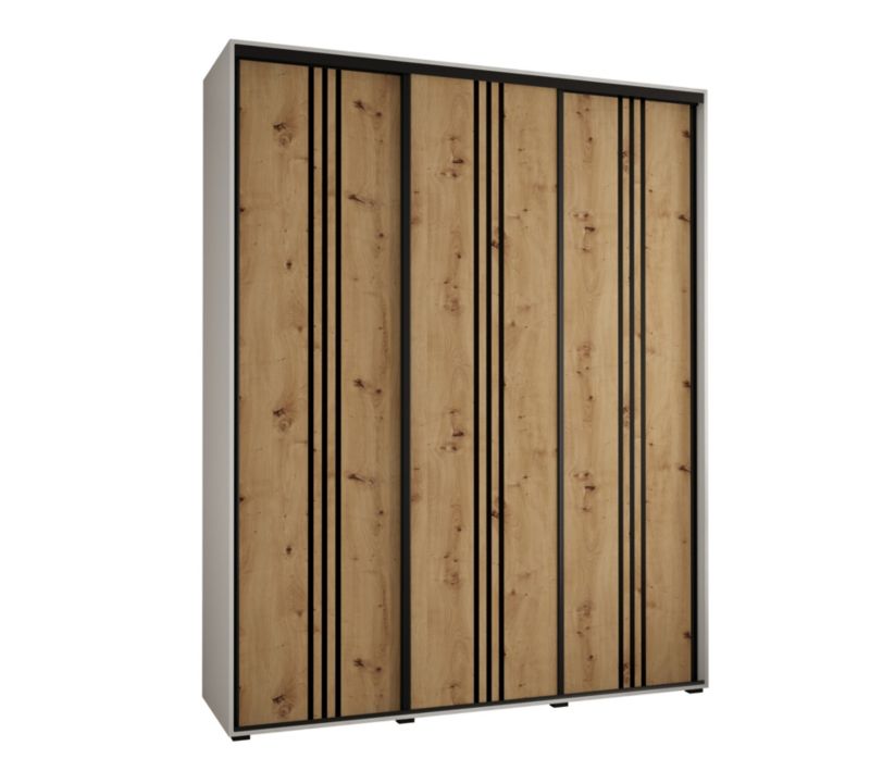 Szafa przesuwna Abiks DAVOS 6 wysoka szer.190cm gł.60cm biały/artisan/czarny 1szt.