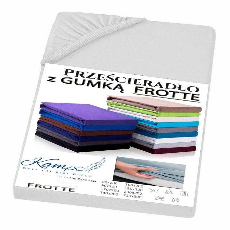 Prześcieradło gumka frotta Kam-Pol bawełna premium 180x220 białe 1 szt.