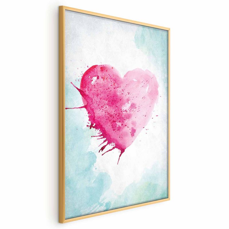 Plakat Artgeist Akwarelowe serce 21x30 cm z ramą złotą 1 szt