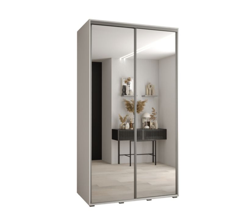 Szafa przesuwna Abiks DAVOS 2 wysoka szer.130cm gł.60cm biały/biały/srebrny 1szt.