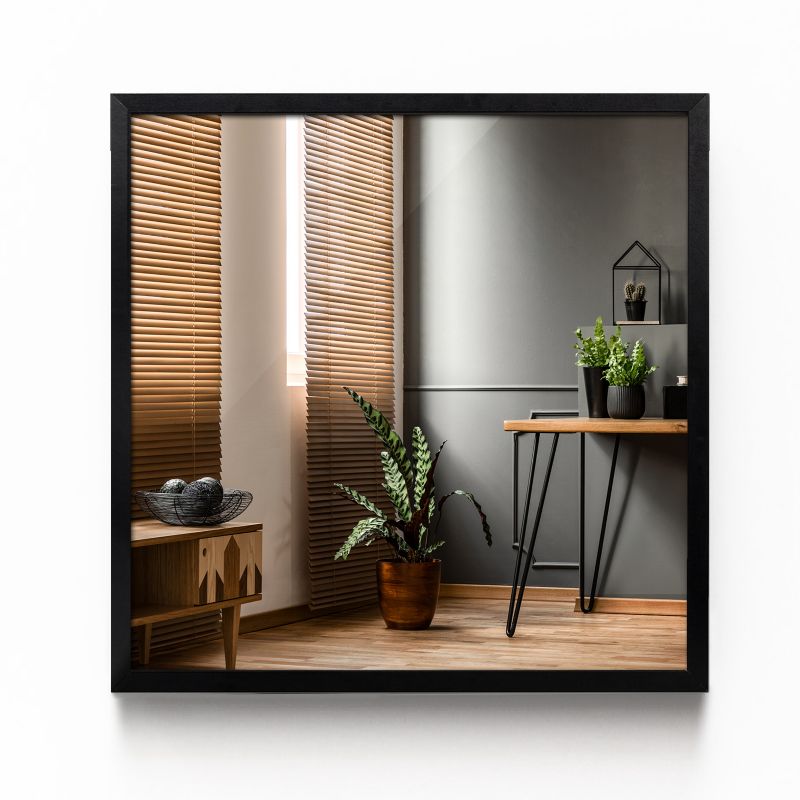 Lustro kwadratowe Tulup 50 x 50 ścienne w czarnej ramie MDF 1 szt.