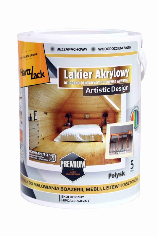 Lakier do drewna HartzLack akryl połysk 5 l