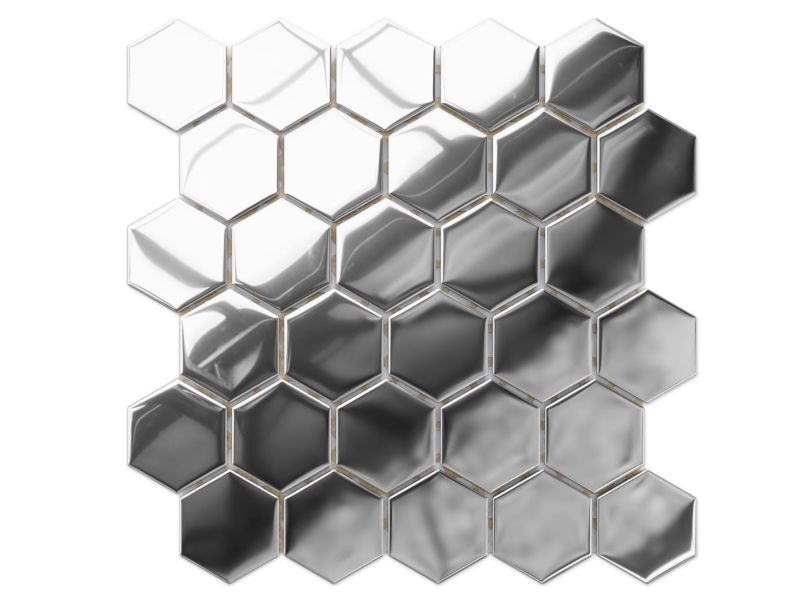 Heksagon Mozaika szklana Ilcom srebrna silver metallic 24.7 x 25.5 cm 1 szt.