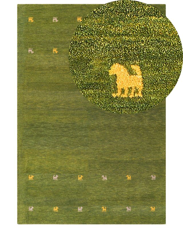 Dywan wełniany gabbeh 200 x 300 cm zielony Yulafi 1 szt.