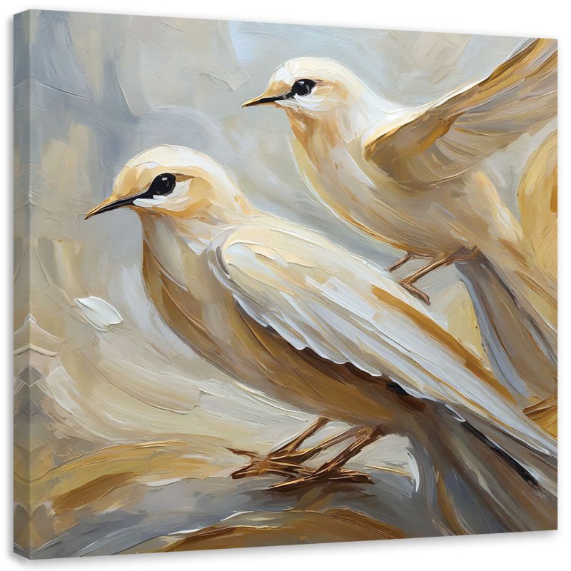 Obraz do salonu sypialni Feeby Beżowe Ptaki jak malowane 50x50 cm 1szt