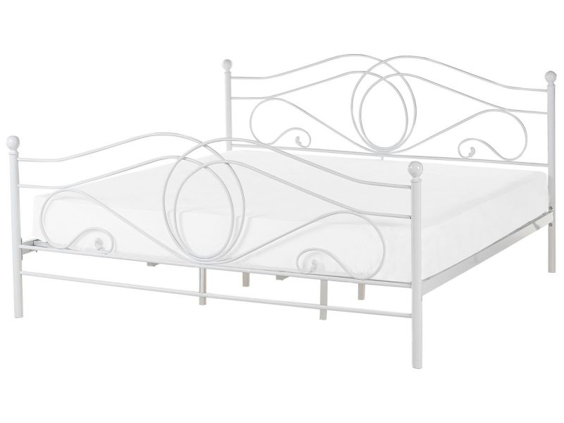 Łóżko metalowe 180 x 200 cm białe Lyra 1 szt.