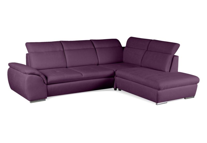 Narożnik prawostronny Zorian Bettso 277x228 cm z funkcją spania fioletowy 1szt.