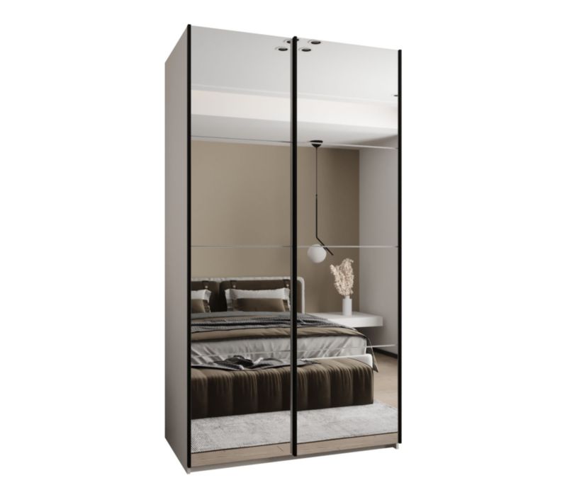 Szafa przesuwna Abiks LUX 2 wysoka szer.130cm biały/biały/czarny 1szt.