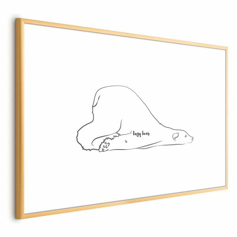 Plakat Artgeist Leniwy niedźwiedź 60x40 cm z ramą złotą 1 szt