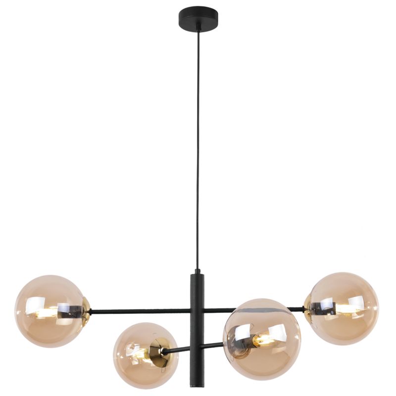 Lampa sufitowa wisząca Light Home LH Siena 4x E14 40W czarny/złoty klosz miodowy 1szt.