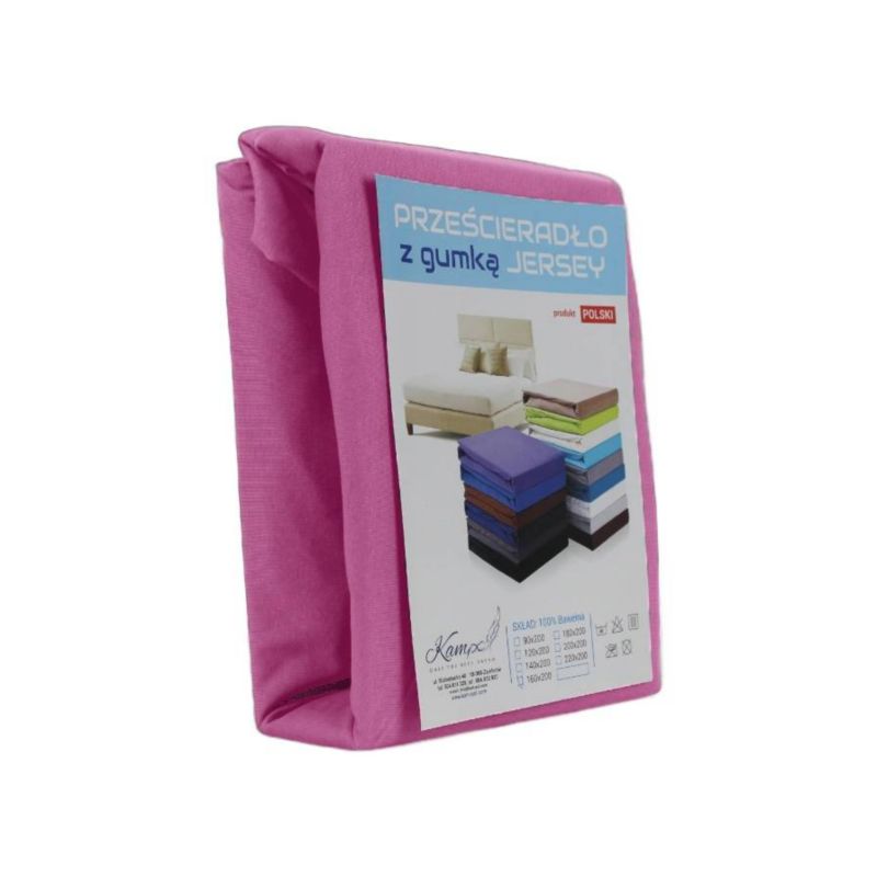 Prześcieradło z gumką Jersey VIP Bok 30cm Kam-Pol pudrowy róż 180x220cm 1 szt.
