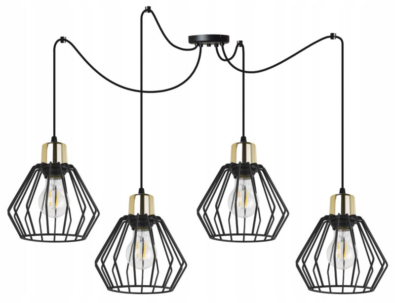 Lampa sufitowa wisząca Light Home LH Spider Nuvola 4x E14 60W czarny/złoty 1szt.