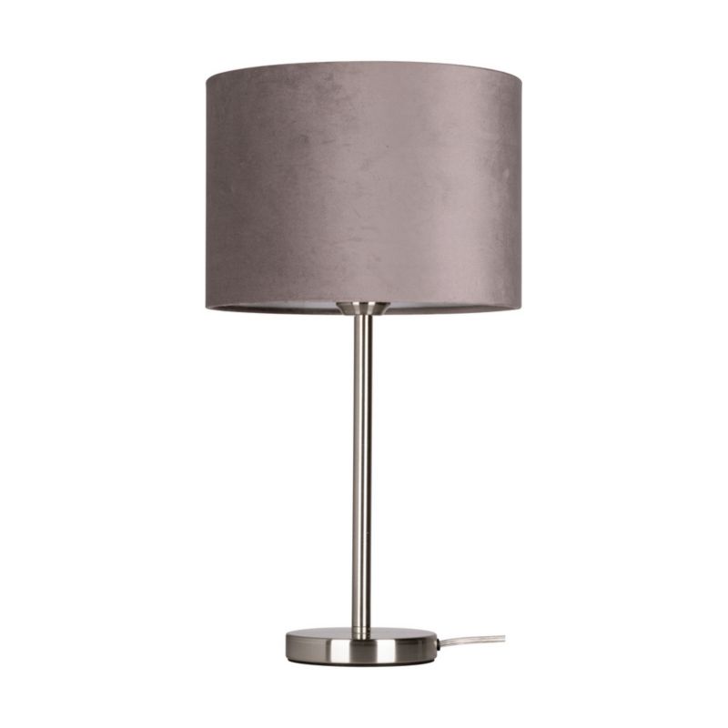 Lampa Stołowa SPOT Light 1xE27 Max.40W Satyna w Połączeniu z Szarą Tkaniną, Polski Producent, 1 szt.