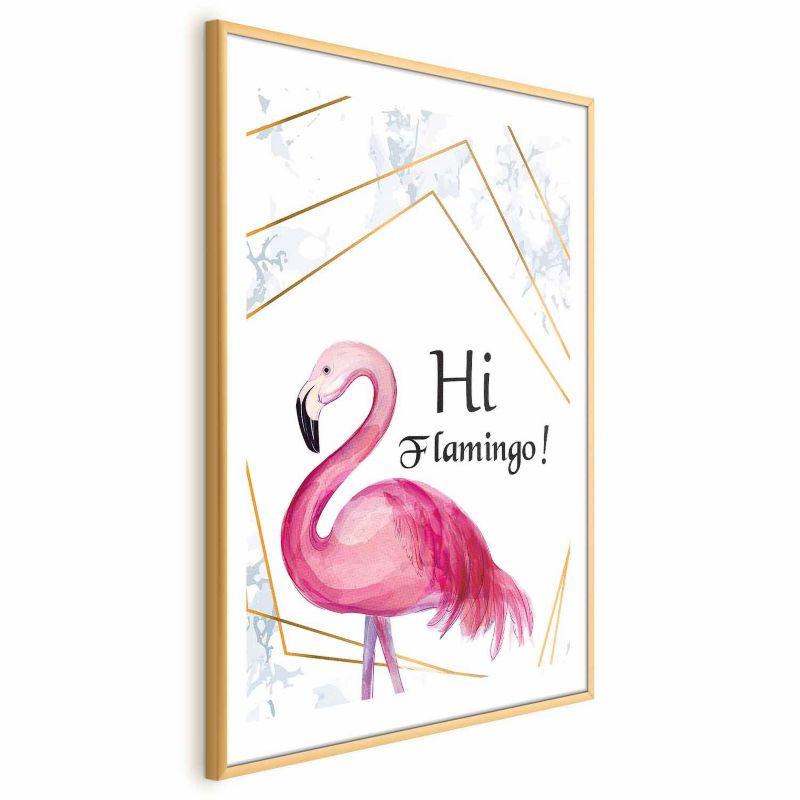 Plakat Artgeist Hi flamingo 29,7x42 cm z ramą złotą 1 szt
