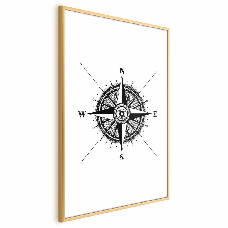 Plakat Artgeist Kompas 60x90 cm z ramą złotą 1 szt