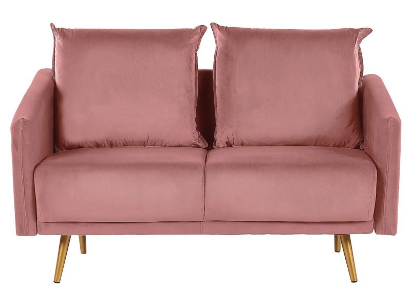 Sofa 2-osobowa welurowa różowa Maura 1 szt.