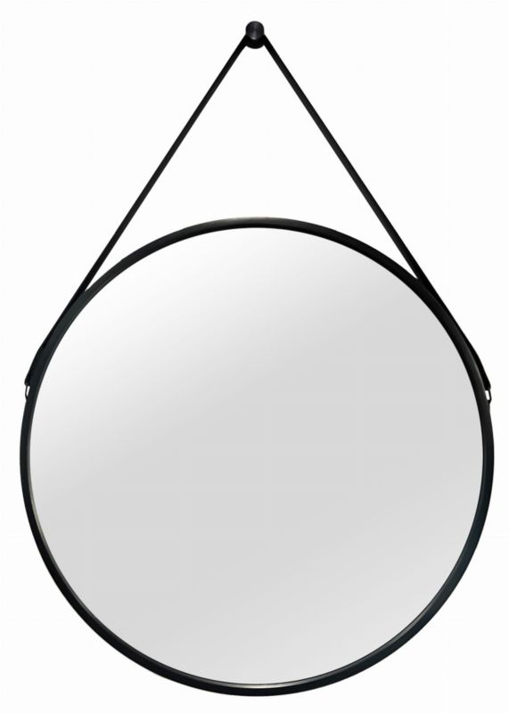 Lustro wiszące BD art okrągłe na pasku loftowe 50 cm czarne 1szt.