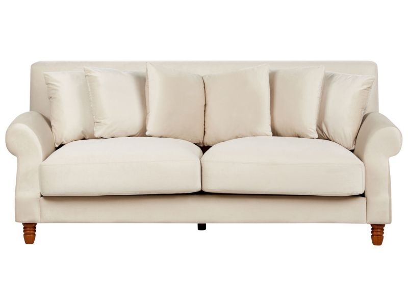 Sofa 2-osobowa welurowa złamana biel Eike 1 szt.
