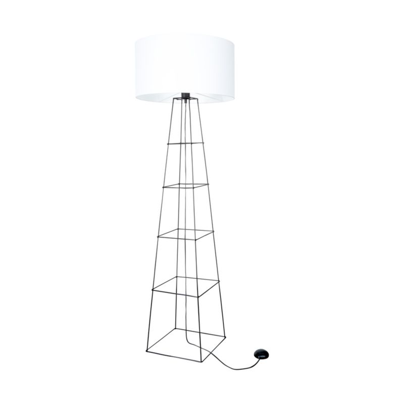 Metalowa Lampa Podłogowa SPOT Light 1xE27 Max.60W Czarny, Biały Abażur, Polski Producent, 1 szt.