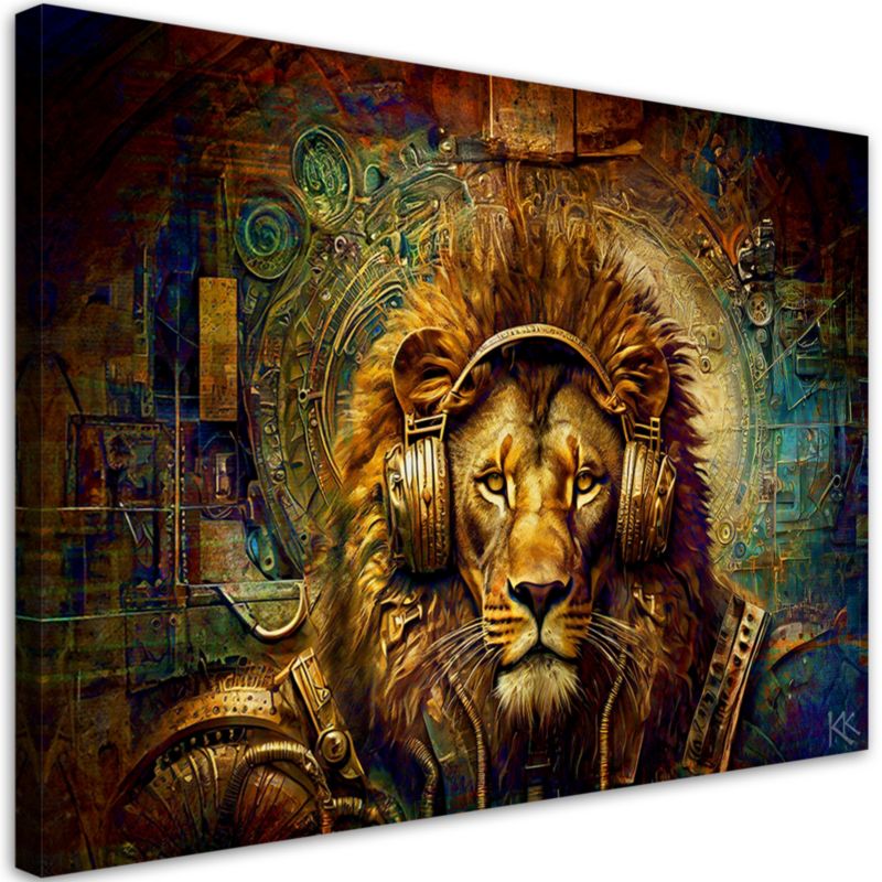 Obraz do salonu sypialni Feeby Złoty Lew Abstrakcja 120x80 cm 1szt