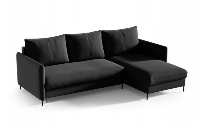 Narożnik Bettso Belis 216 x 165 cm z funkcją spania czarny 1szt.