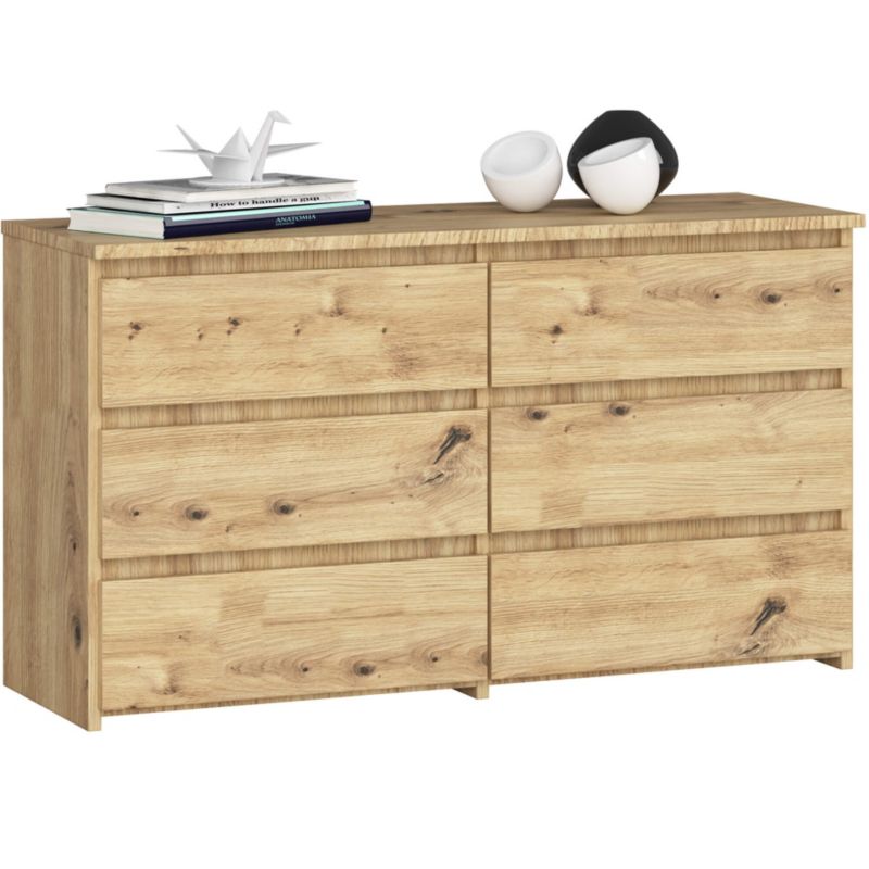 Komoda Akord CL100 Dąb Artisan 100 cm 6 szuflad kolor Dąb Artisan mat 100x35x57 cm 1 szt.