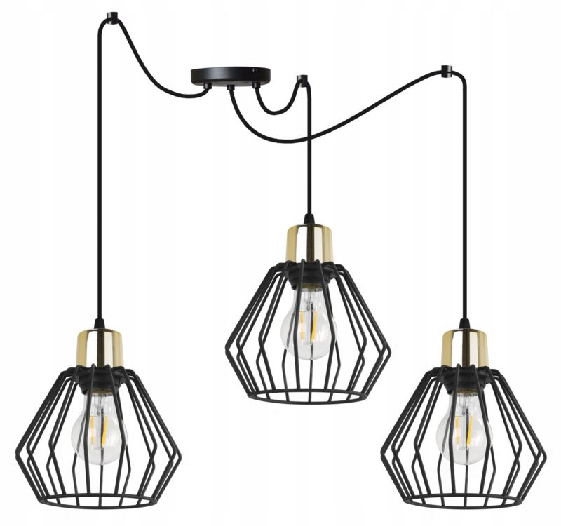 Lampa sufitowa wisząca Light Home LH Spider Nuvola 3x E14 60W czarny/złoty 1szt.