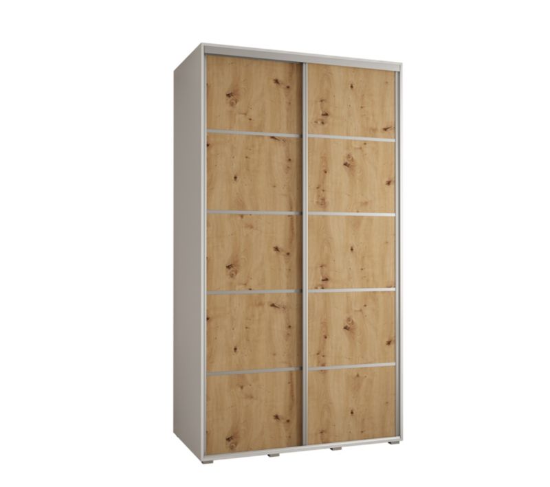 Szafa przesuwna Abiks DAVOS 4 wysoka szer.130cm gł.60cm biały/artisan/srebrny 1szt.