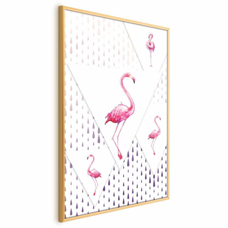 Plakat Artgeist Rodzina flamingów 29,7x42 cm z ramą złotą 1 szt