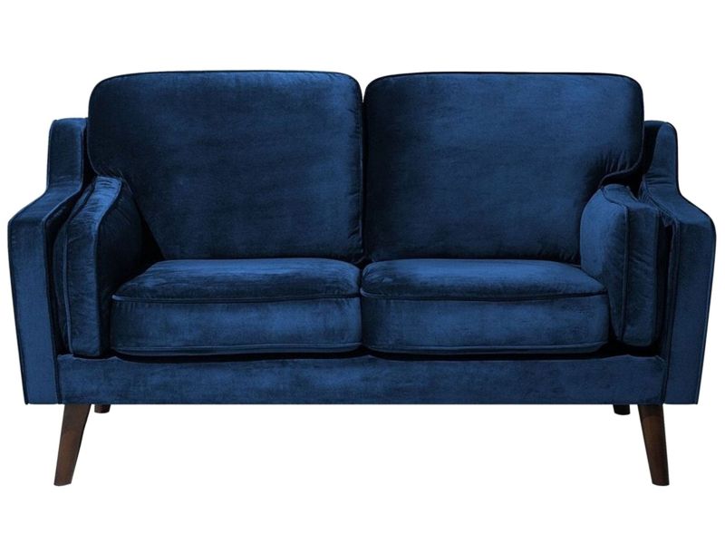 Sofa 2-osobowa welurowa ciemnoniebieska Lokka 1 szt.
