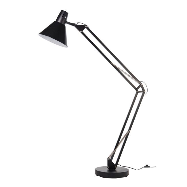 Lampa podłogowa GoodHome Harchies 1-punktowa E27 czarna matowa