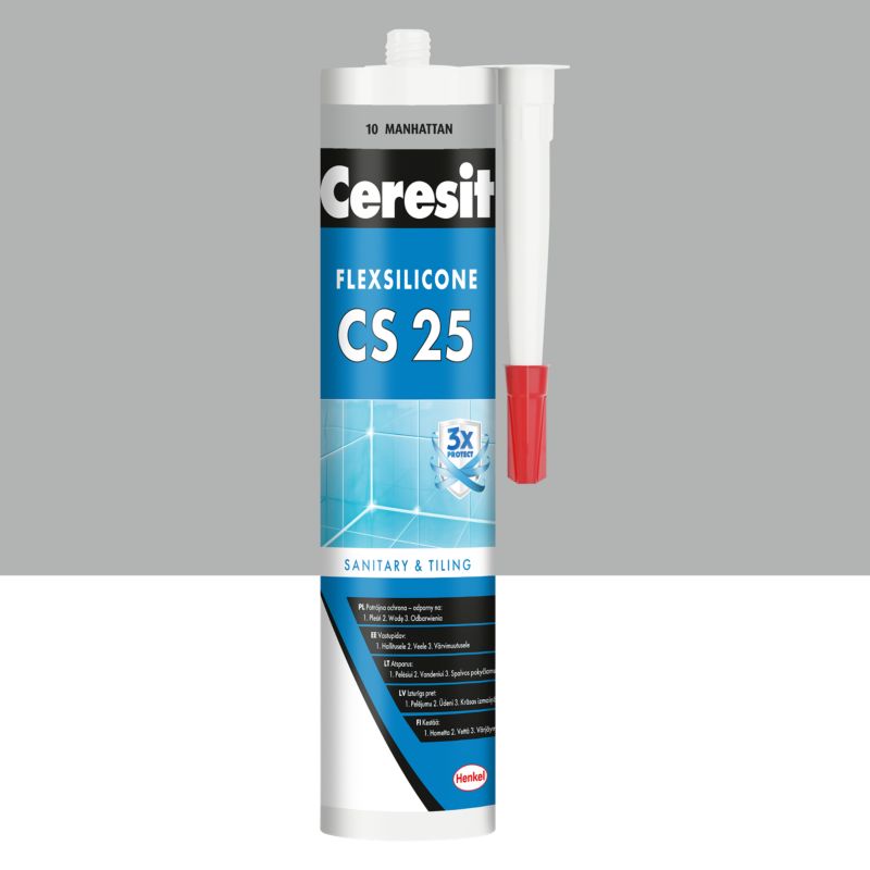 Silikon sanitarny Ceresit CS 25 ciemny szary 280 ml