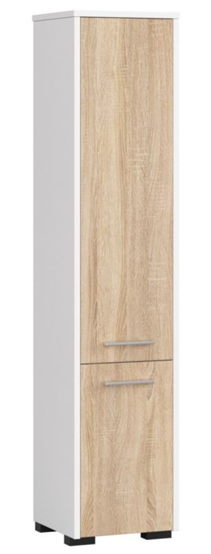 Słupek łazienkowy Akord Fin Biały 30 cm 2 drzwi kolor Dąb Sonoma mat 5 półek 30x30x140 cm 1 szt.
