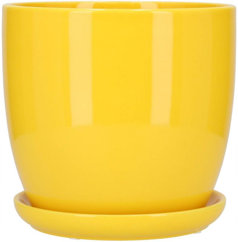 Doniczka ceramiczna KOTARBAU z podstawką żółta 17 cm 1 szt.
