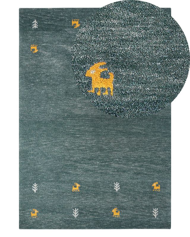 Dywan wełniany gabbeh 140 x 200 cm zielony Calti 1 szt.