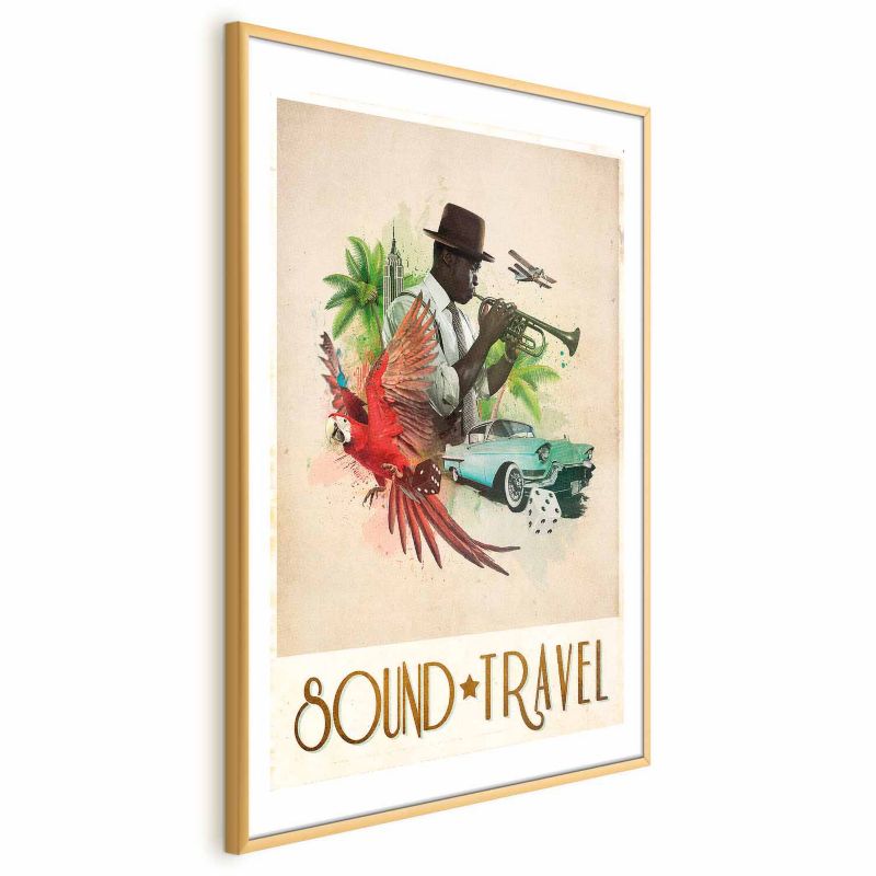 Plakat Artgeist Sound Travel 29,7x42 cm z ramą złotą 1 szt