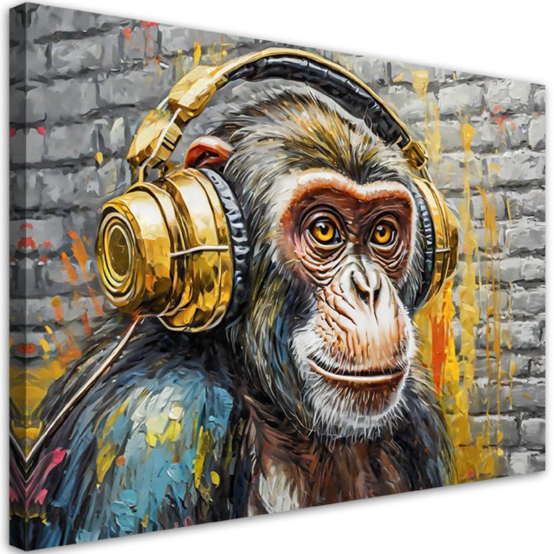 Obraz do salonu Feeby Małpa Dj Cegła 60x40 cm 1szt