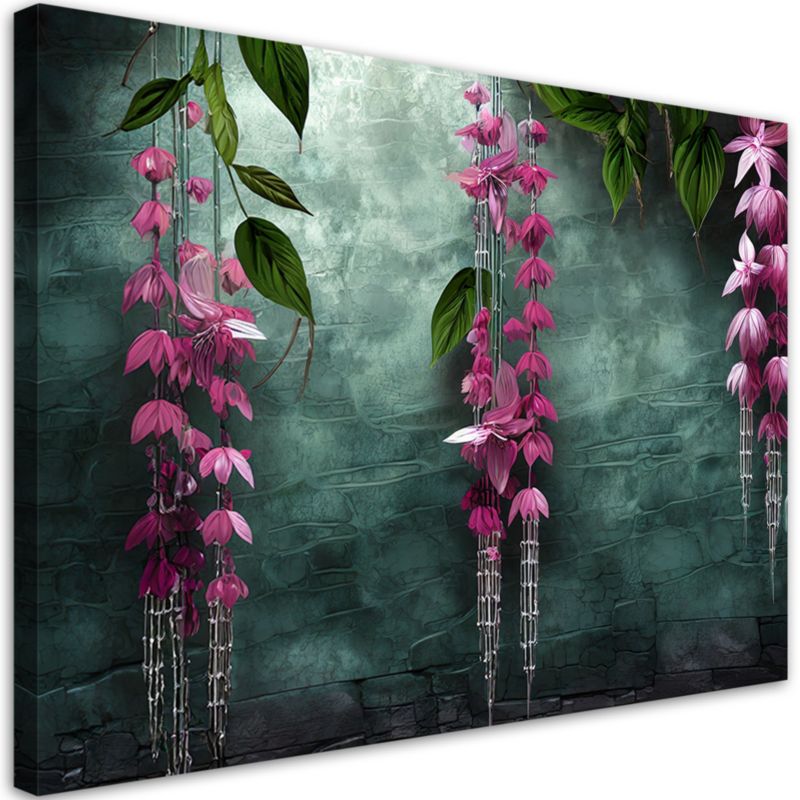Obraz do salonu sypialni Feeby Wiszące Liście Różowe Boho 90x60 cm 1szt
