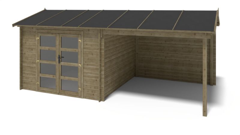Domek ogrodowy ALTANKA 17,40 m2 - 5,79x3 m - 28 mm, drewniany, impregnowany, 1szt.