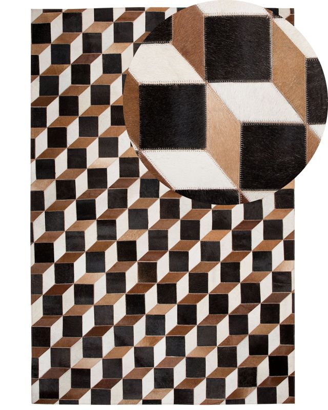 Dywan patchwork skórzany 140 x 200 cm brązowy Alpkoy 1 szt.