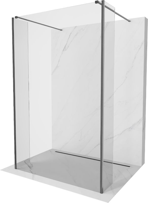 Ścianka prysznicowa wolnostojąca Mexen Kioto transparent gun gray 110 x 30 cm 3 szt.